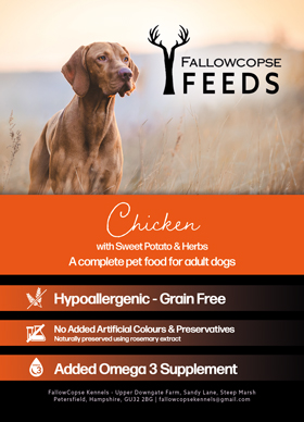 Fallowcopse Feeds - Grain Free Chicken Dog & Puppy Food - Turkey Chicken Lamb Petersfield Hampshire Surrey West Sussex London Berkshire Kent