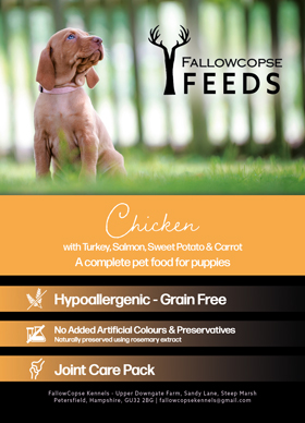 Fallowcopse Feeds - Grain Free Chicken Puppy & Dog Food - Turkey Chicken Lamb Petersfield Hampshire Surrey West Sussex London Berkshire Kent