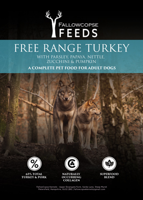 Fallowcopse Feeds - Superfood Free Range Turkey Dog & Puppy Food - Turkey Lamb Beef Duck Petersfield Hampshire Surrey West Sussex London Berkshire Kent