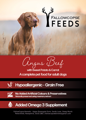 Fallowcopse Feeds - Grain Free Angus Beef Dog & Puppy Food - Turkey Chicken Lamb Petersfield Hampshire Surrey West Sussex London Berkshire Kent