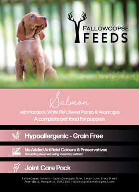 Fallowcopse Feeds - Grain Free Salmon Puppy Food - Turkey Beef Chicken Lamb Duck Petersfield Hampshire Surrey West Sussex London Berkshire Kent