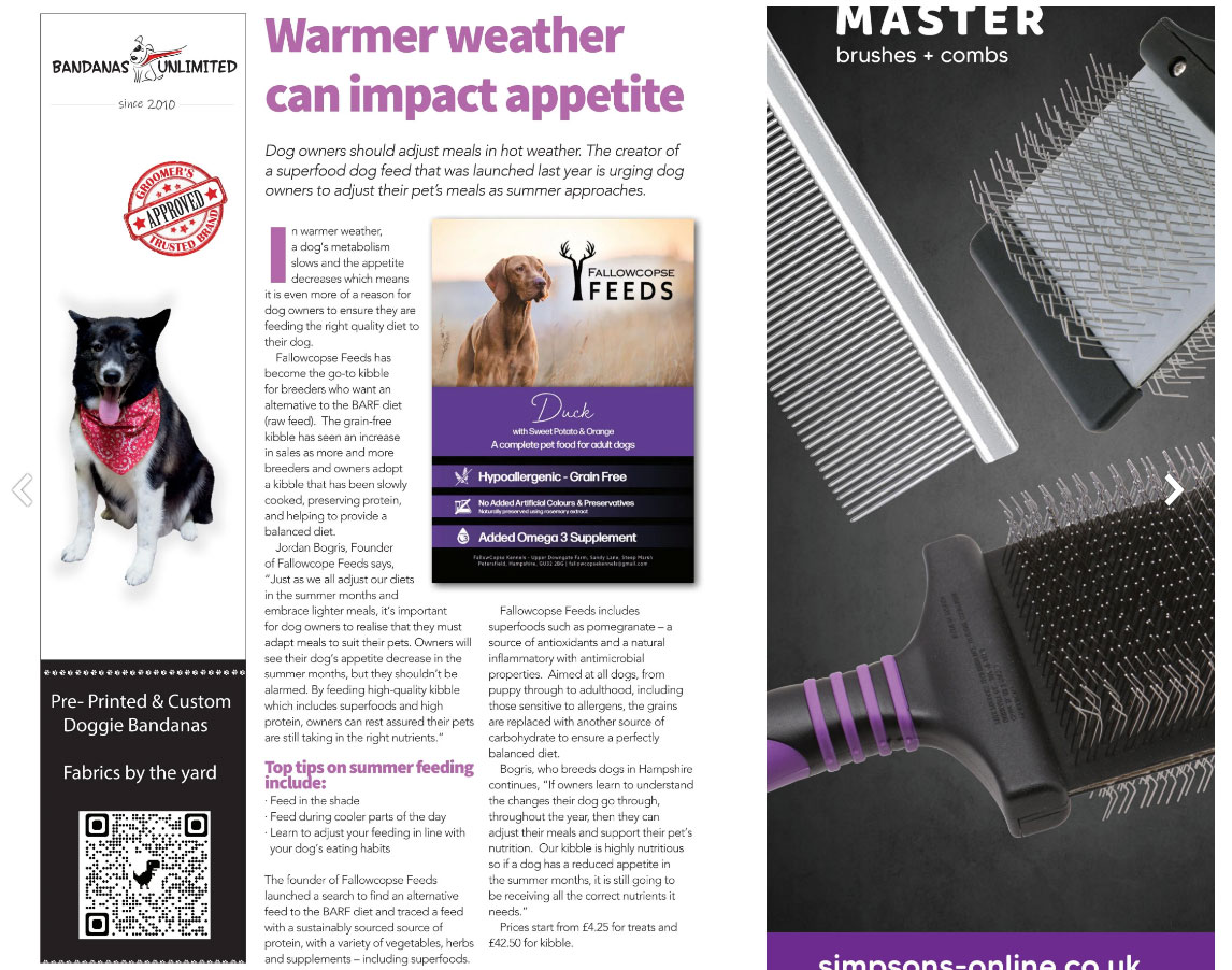 Total Grooming Magazine -Fallowcopse Feeds - Petersfield Hampshire Surrey Sussex London Berkshire Buckinghamshire Dorset Kent