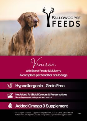 Fallowcopse Feeds - Grain Free Venison Dog & Puppy Food - Turkey Chicken Lamb Petersfield Hampshire Surrey West Sussex London Berkshire Kent